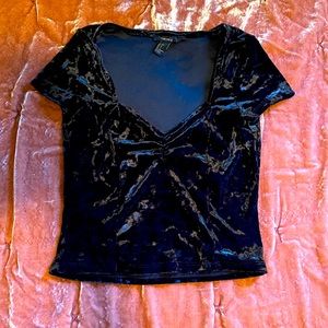 Black velvet crop top